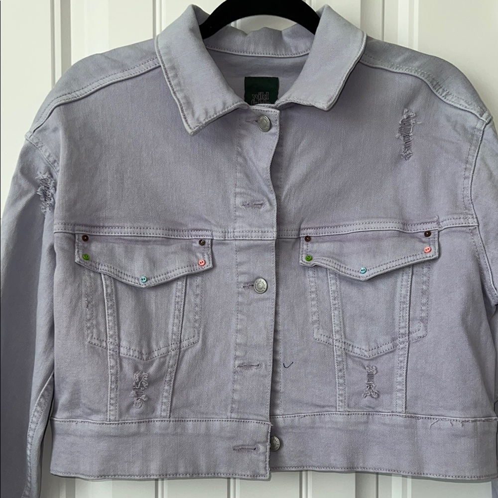 (Up)Cycled Graphic Denim Jacket - Light Purple